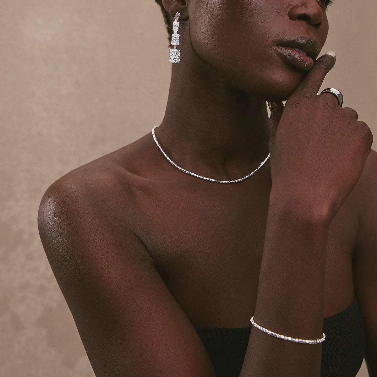 Najo Sterling Silver Square Bead Necklace