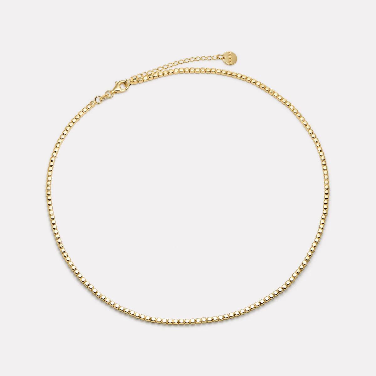 Najo Gold Plated Square Bead Necklace