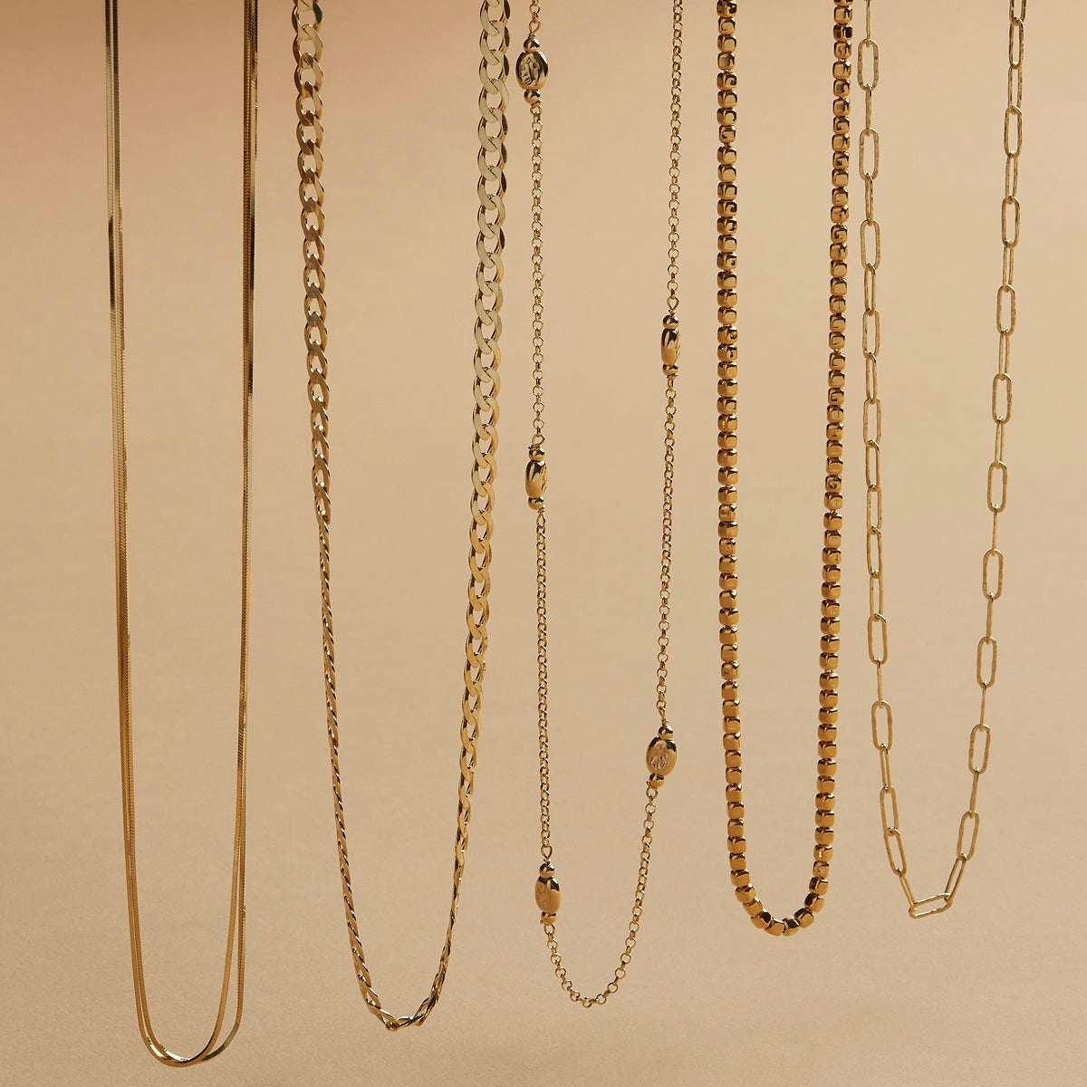 Najo Gold Plated Square Bead Necklace