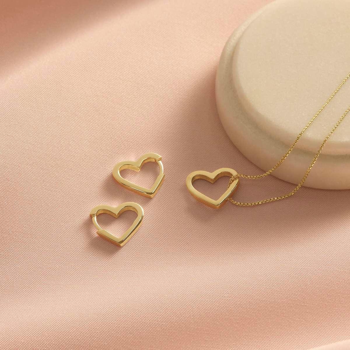 Najo Gold Plated Ardour Heart Hoop Earrings