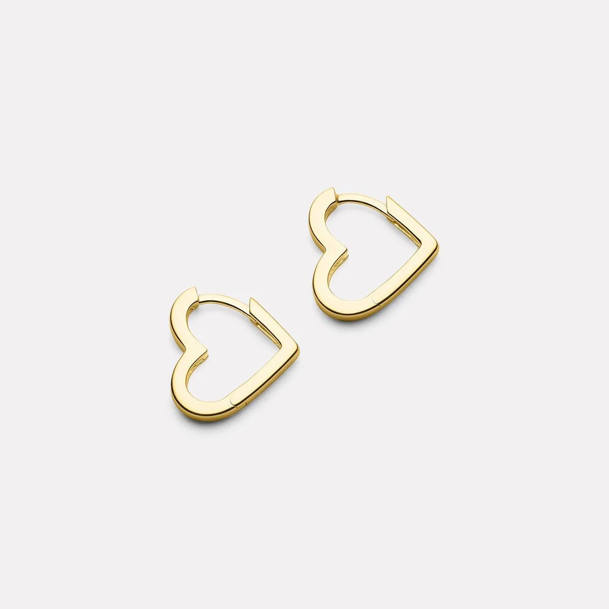 Najo Gold Plated Ardour Heart Hoop Earrings