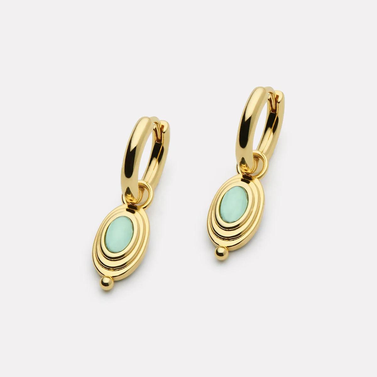 Najo Gold Plated Horizon Blue Topaz Hoop Earrings