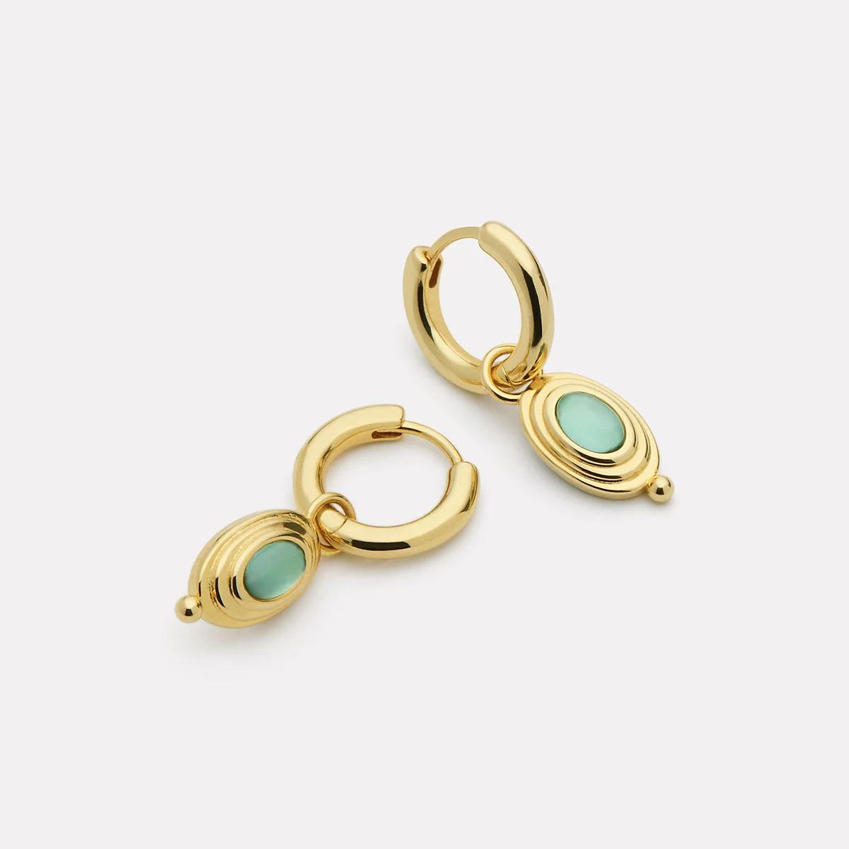 Najo Gold Plated Horizon Blue Topaz Hoop Earrings