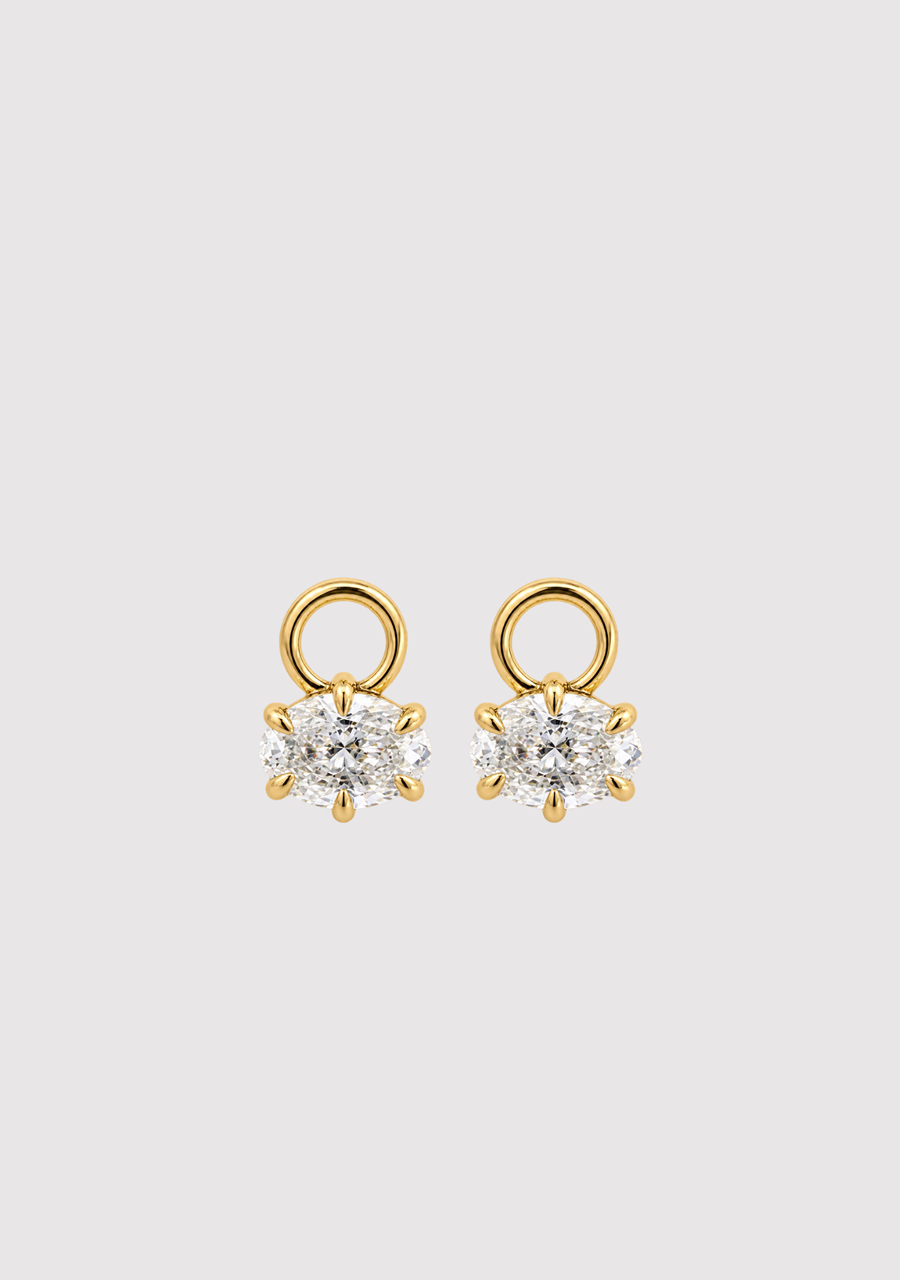 9ct Yellow Gold 1.08ct Oval Laboratory Grown Diamond Earring Attachments
