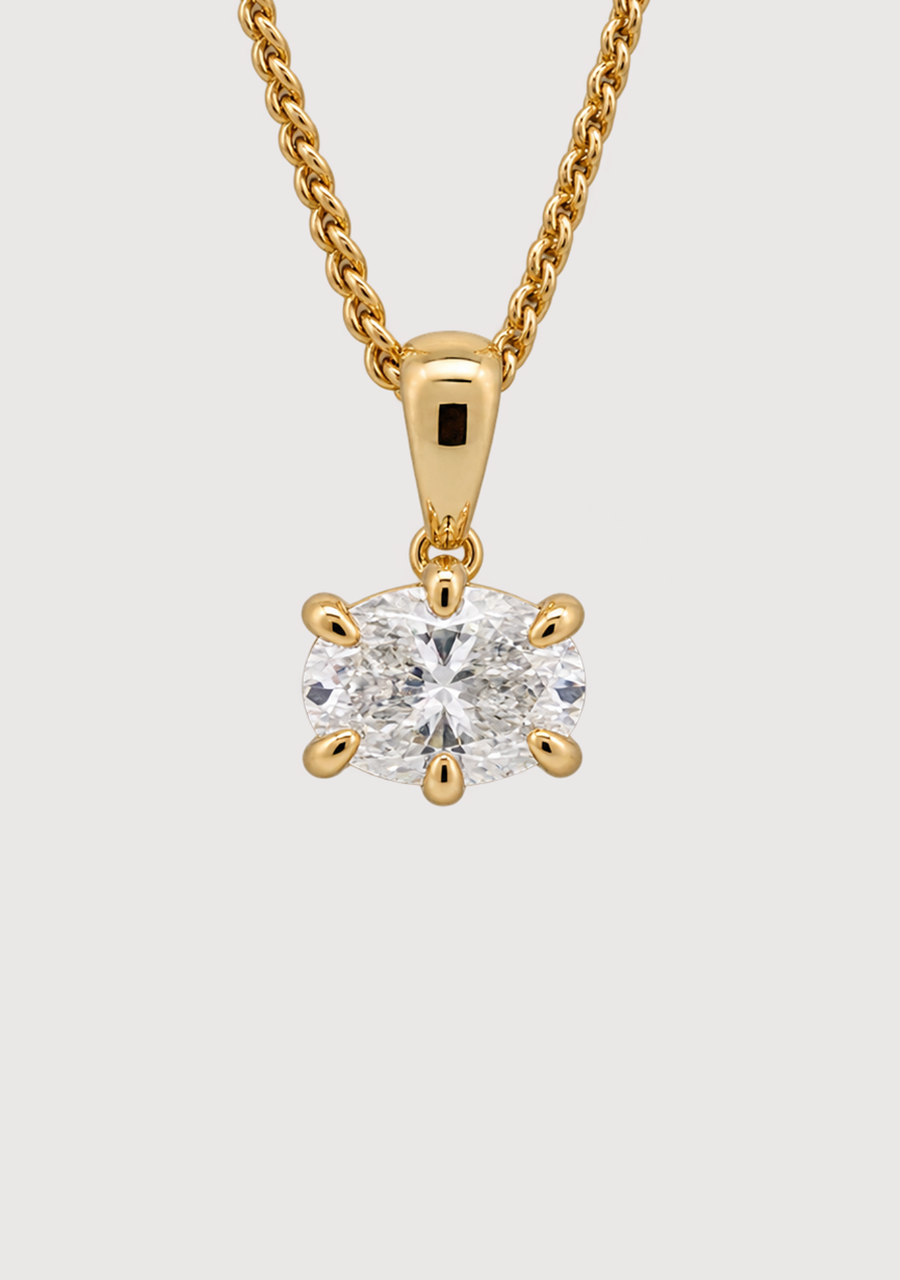 9ct Yellow Gold East West 0.51ct Oval Laboratory Grown Diamond Pendant