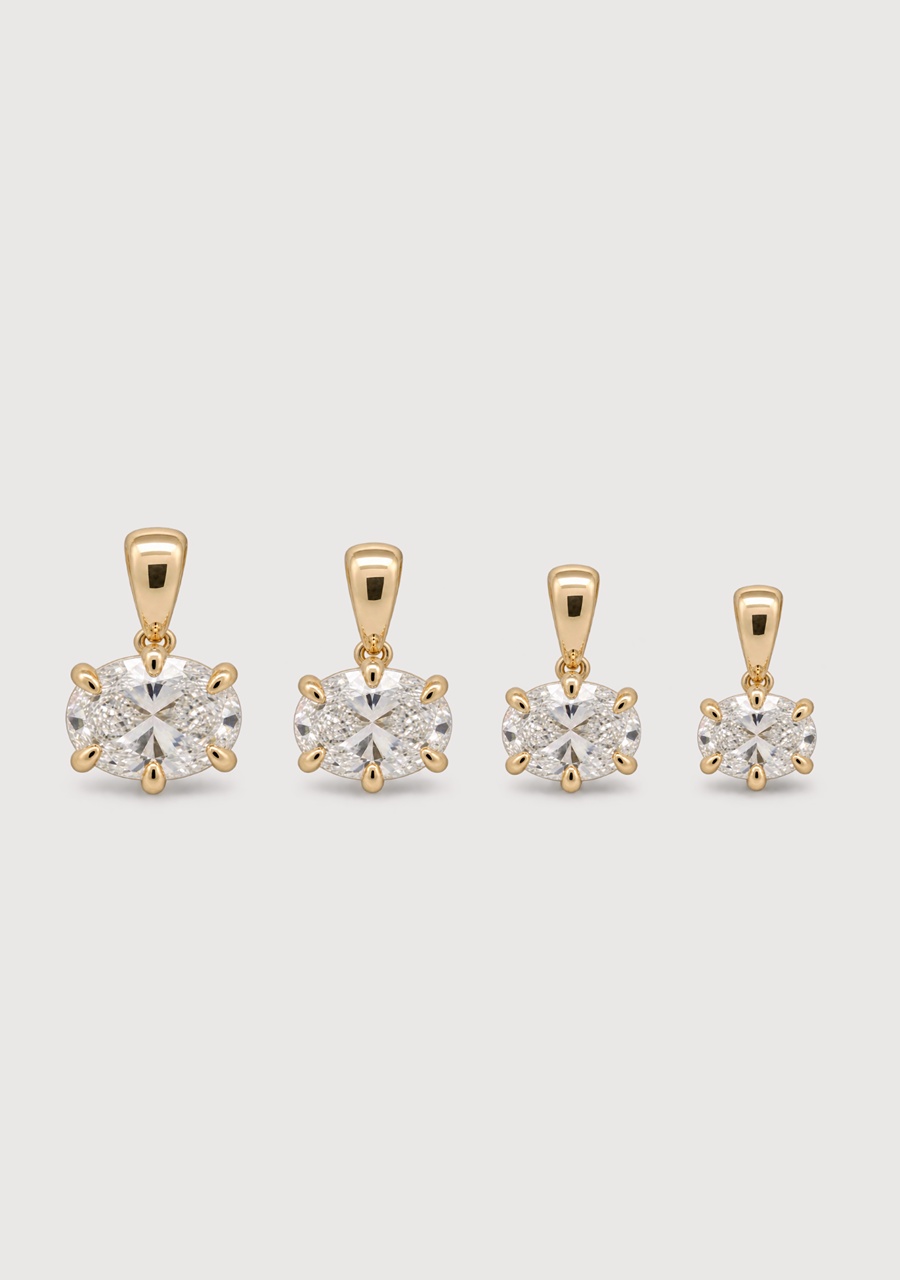 9ct Yellow Gold East West 0.52ct Oval Laboratory Grown Diamond Pendant