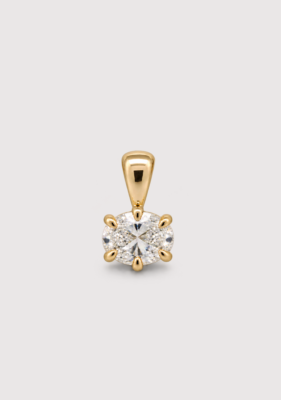 9ct Yellow Gold East West 0.52ct Oval Laboratory Grown Diamond Pendant