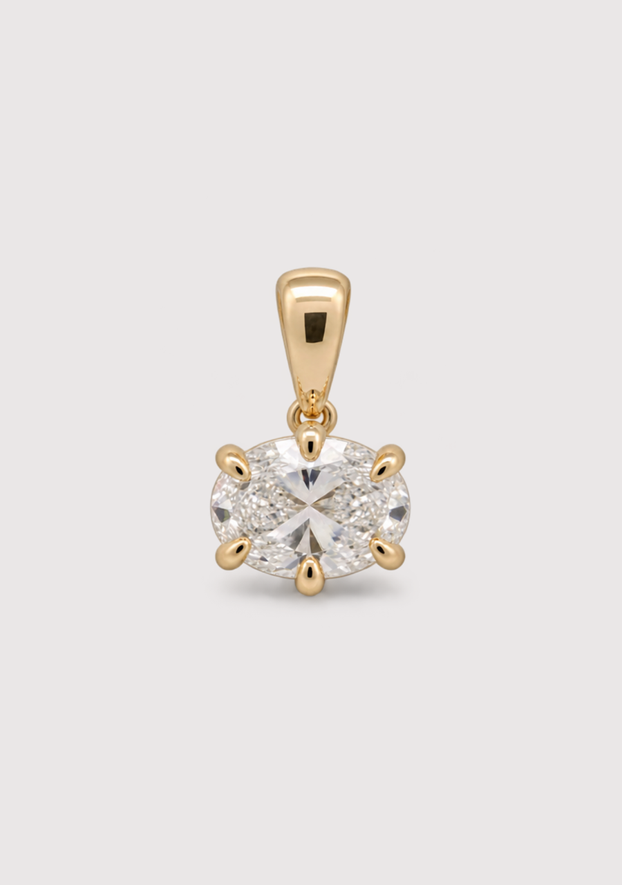 9ct Yellow Gold East West 0.71ct Oval Laboratory Grown Diamond Pendant