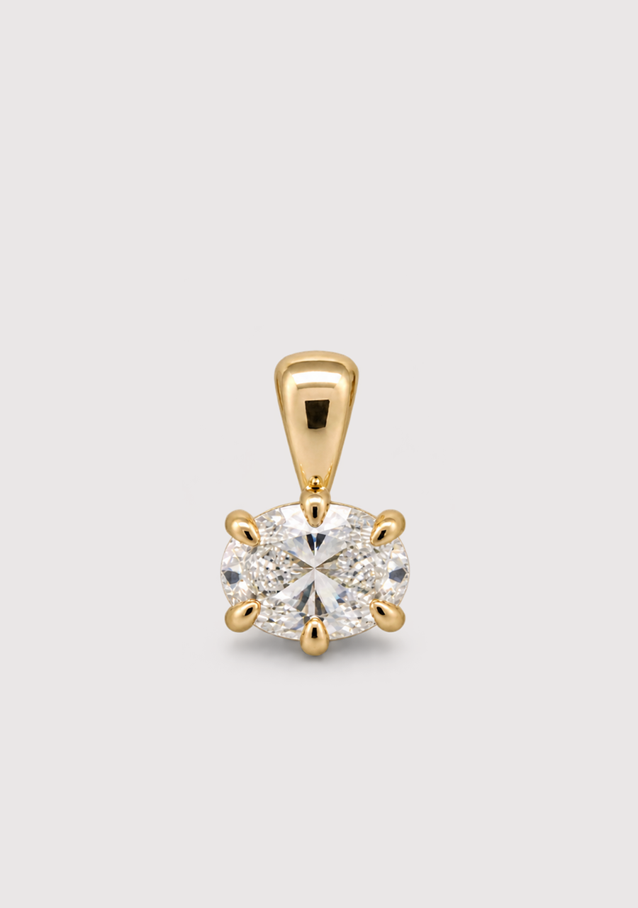 9ct Yellow Gold East West 0.71ct Oval Laboratory Grown Diamond Pendant