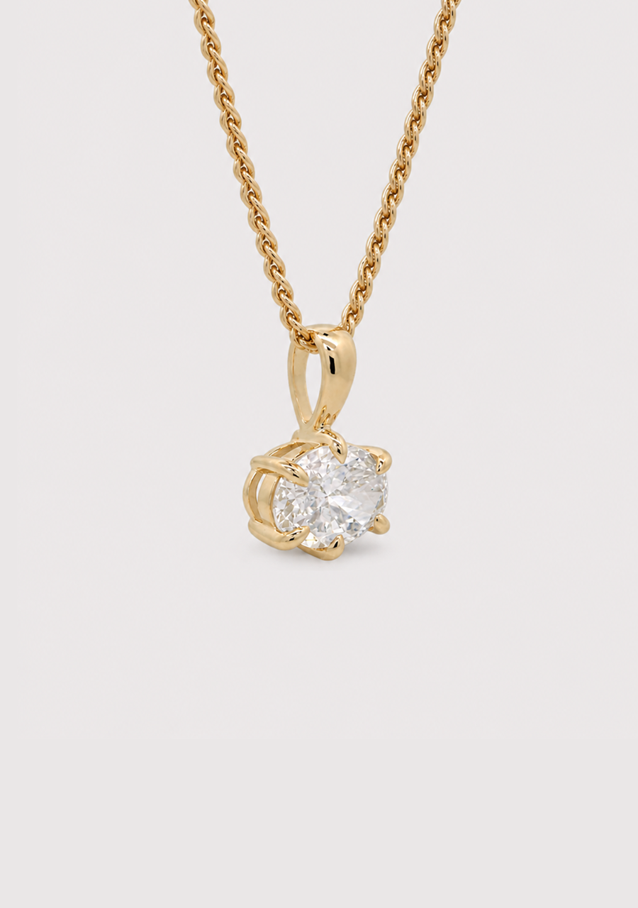 9ct Yellow Gold East West 1.02ct Oval Laboratory Grown Diamond Pendant