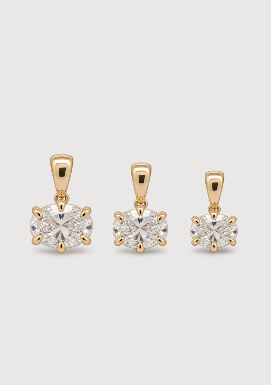 9ct Yellow Gold East West 1.02ct Oval Laboratory Grown Diamond Pendant