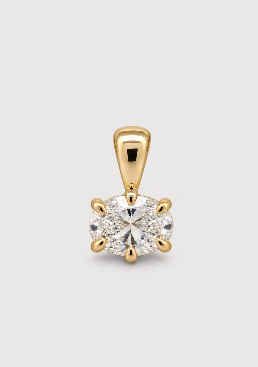 9ct Yellow Gold East West 1.02ct Oval Laboratory Grown Diamond Pendant