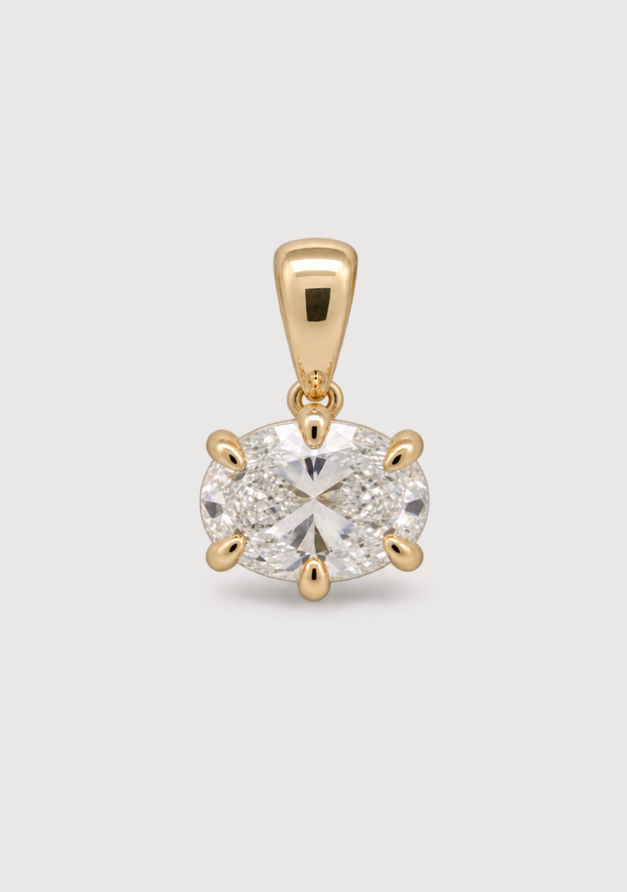 9ct Yellow Gold East West 1.52ct Oval Laboratory Grown Diamond Pendant