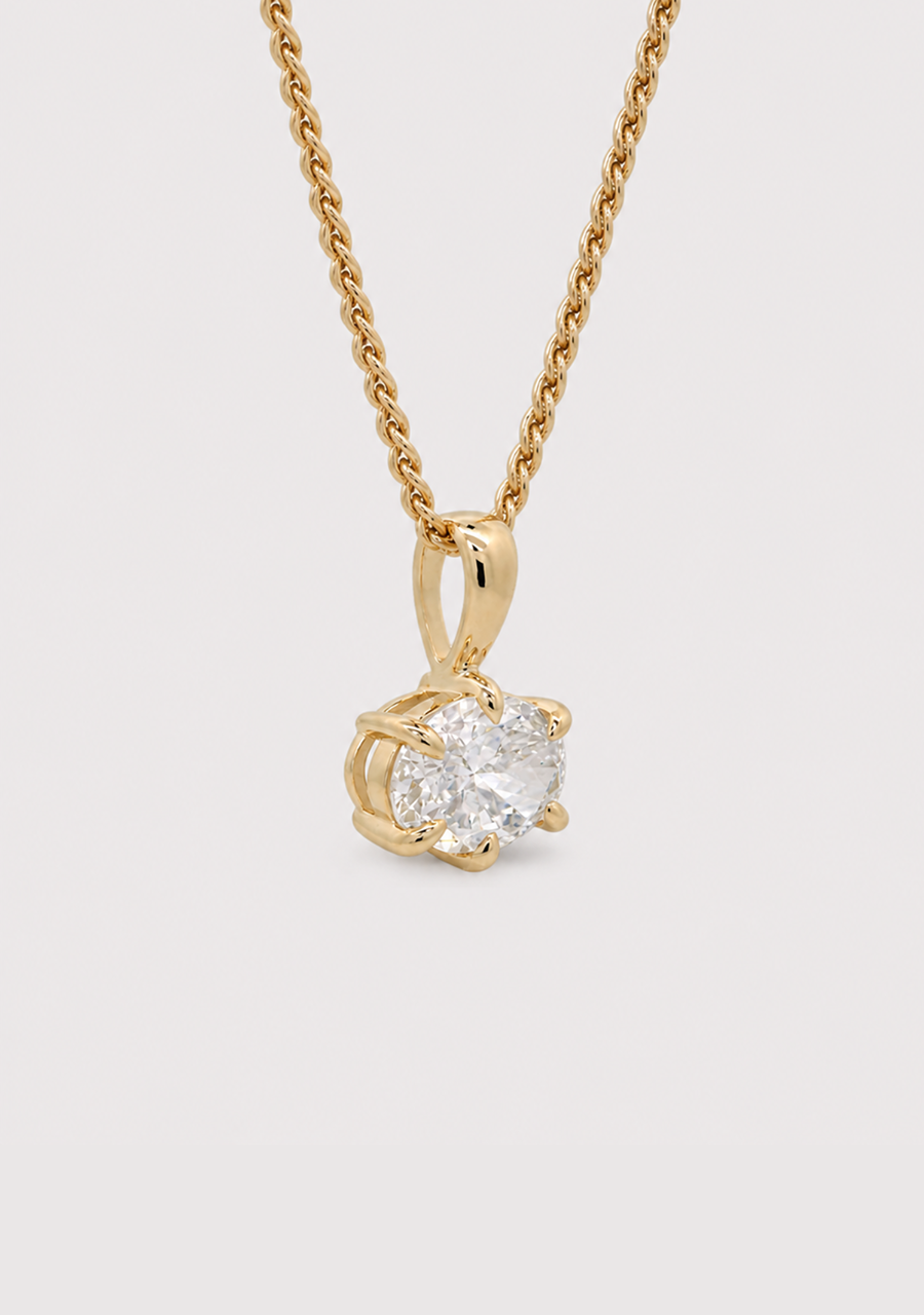 9ct Yellow Gold East West 1.52ct Oval Laboratory Grown Diamond Pendant