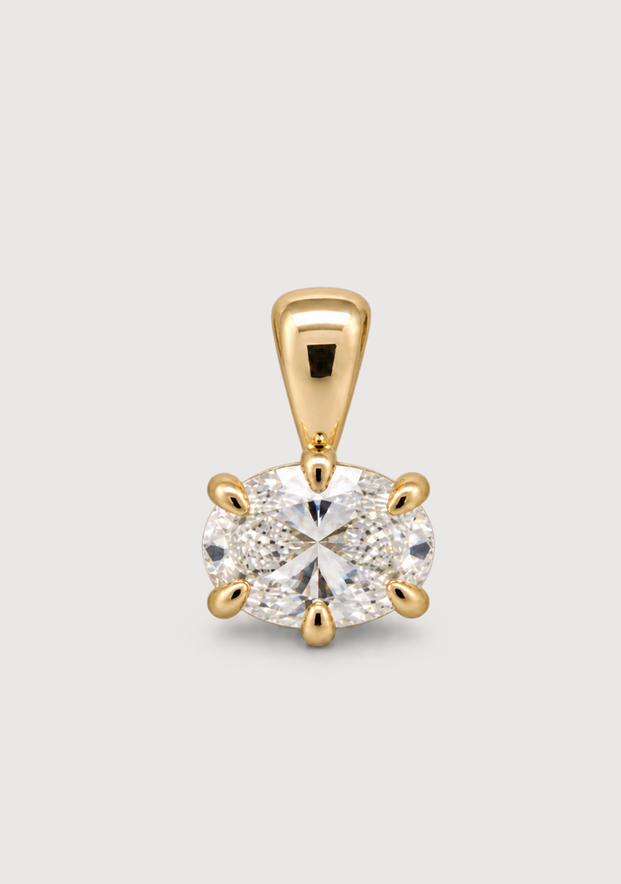 9ct Yellow Gold East West 1.52ct Oval Laboratory Grown Diamond Pendant