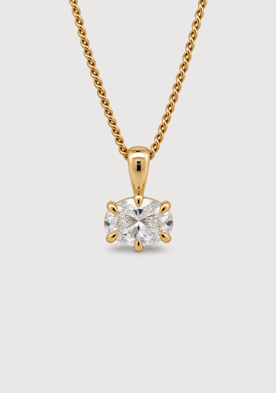 9ct Yellow Gold East West 1.52ct Oval Laboratory Grown Diamond Pendant