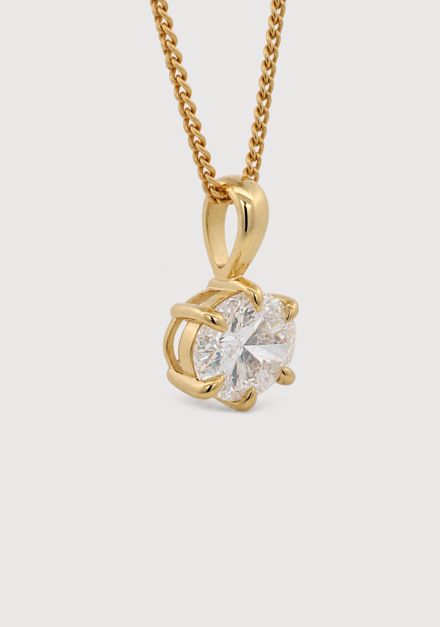 9ct Yellow Gold East West 2.06ct Oval Laboratory Grown Diamond Pendant