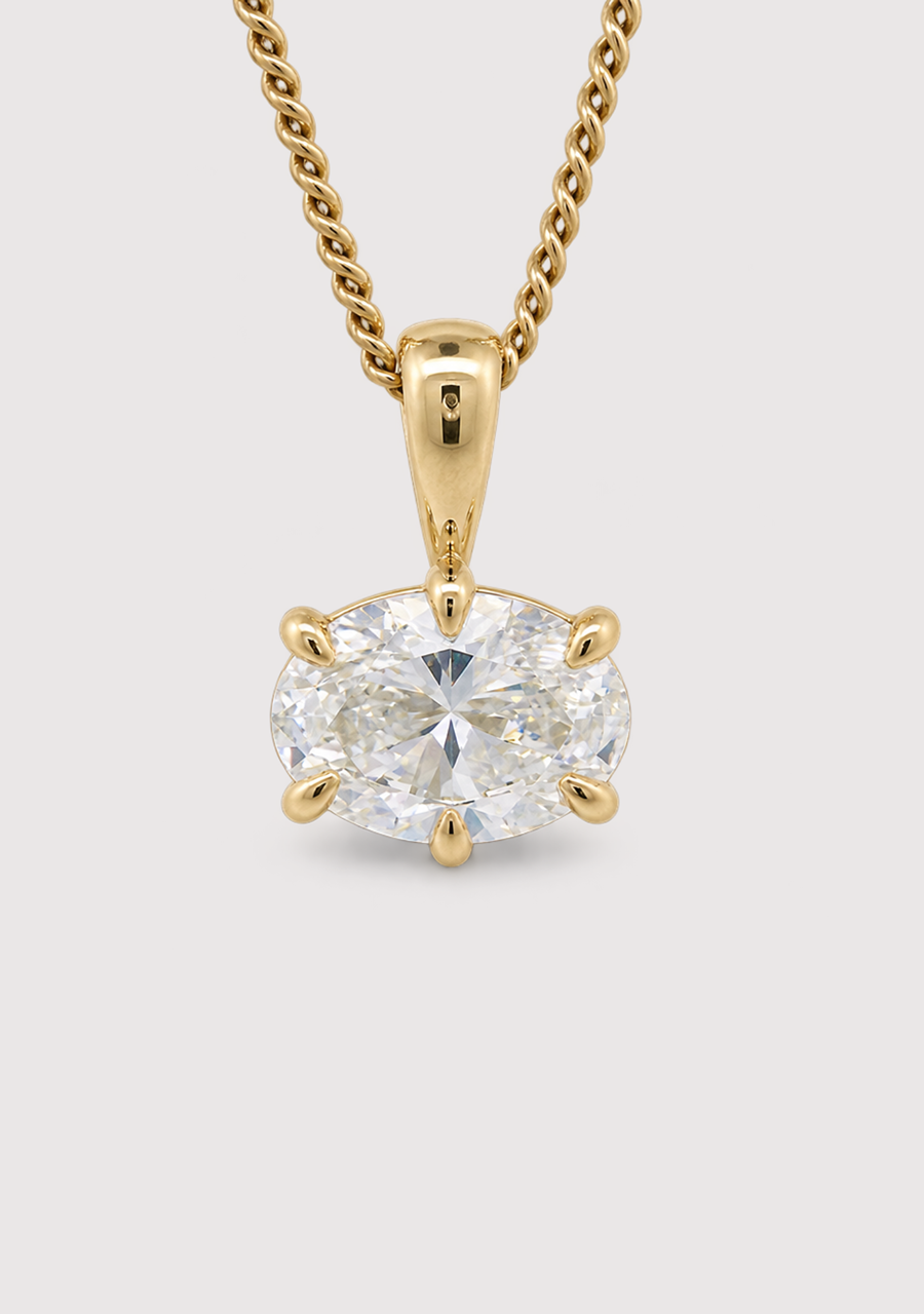 9ct Yellow Gold East West 2.06ct Oval Laboratory Grown Diamond Pendant