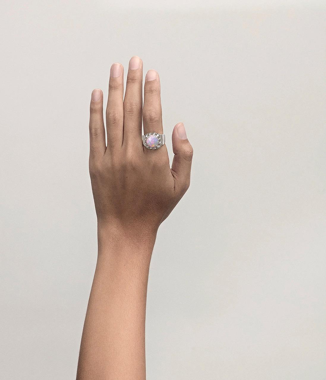 Stolen Girlfriends Club Sterling Silver Pink Bello Opal Claw Ring