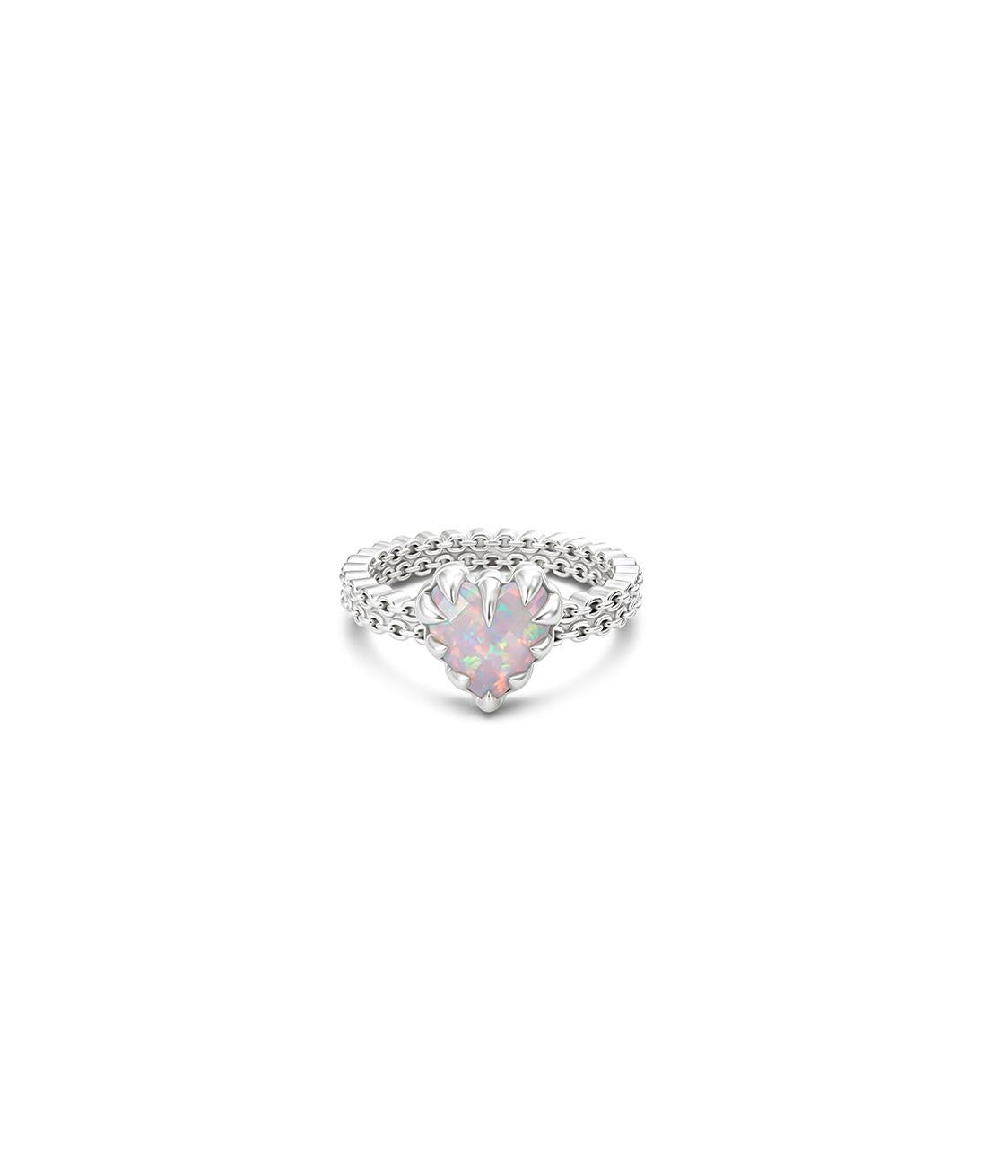 Stolen Girlfriends Club Sterling Silver Pink Bello Opal Mini Love Claw Ring