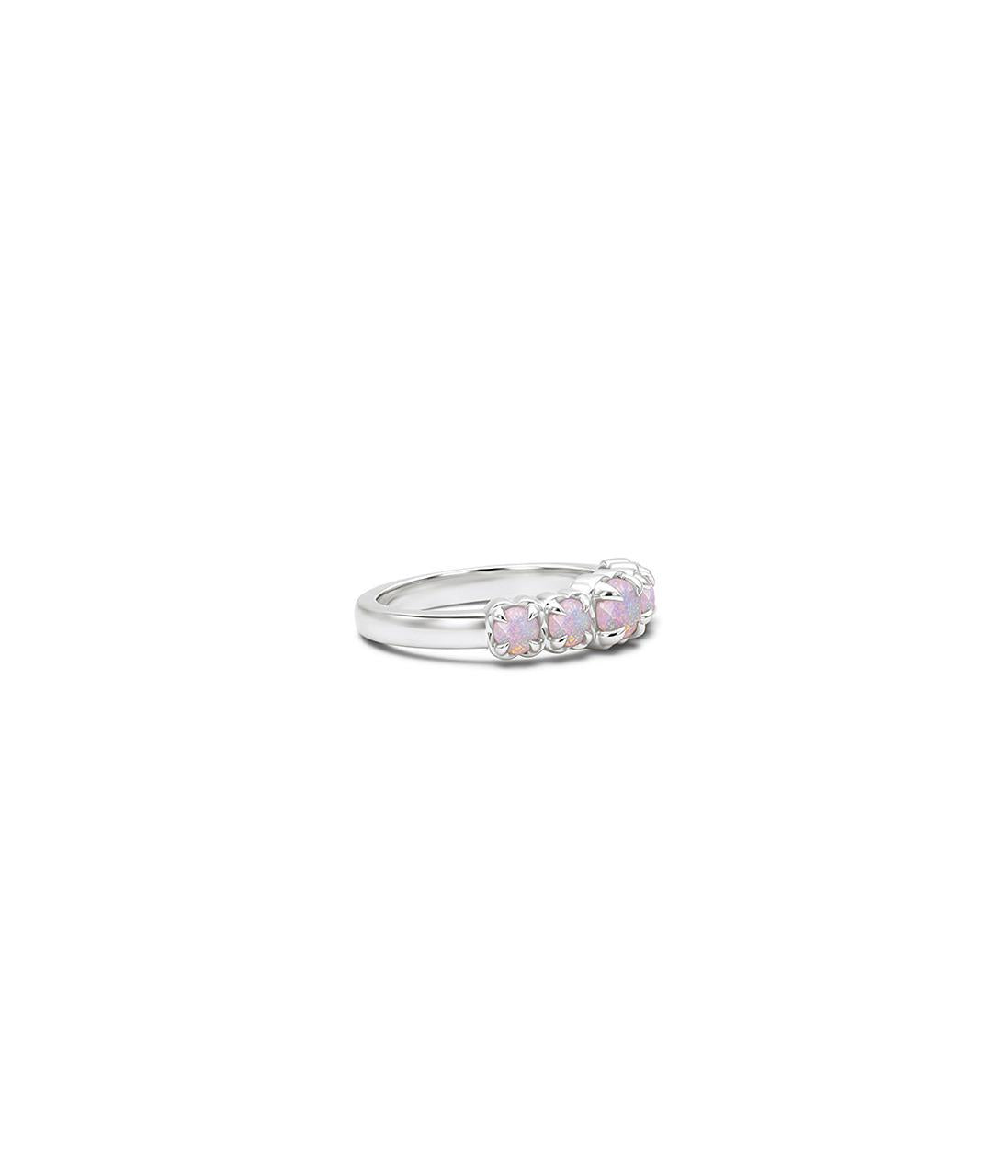Stolen Girlfriends Club Sterling Silver Pink Bello Opal Halo Cluster Ring