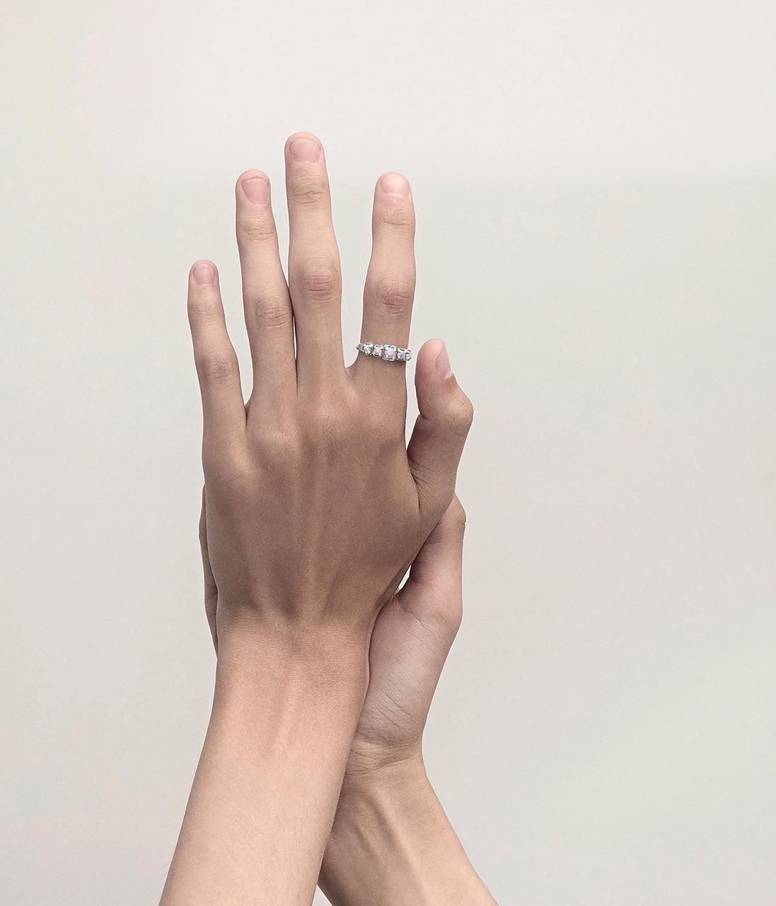 Stolen Girlfriends Club Sterling Silver Pink Bello Opal Halo Cluster Ring