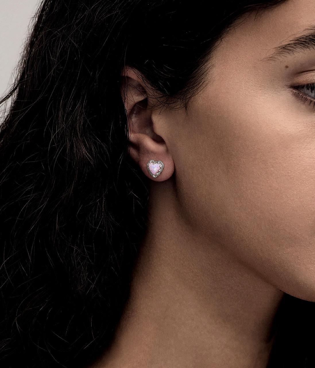 Stolen Girlfriends Club Sterling Silver Pink Bello Opal Love Claw Earrings