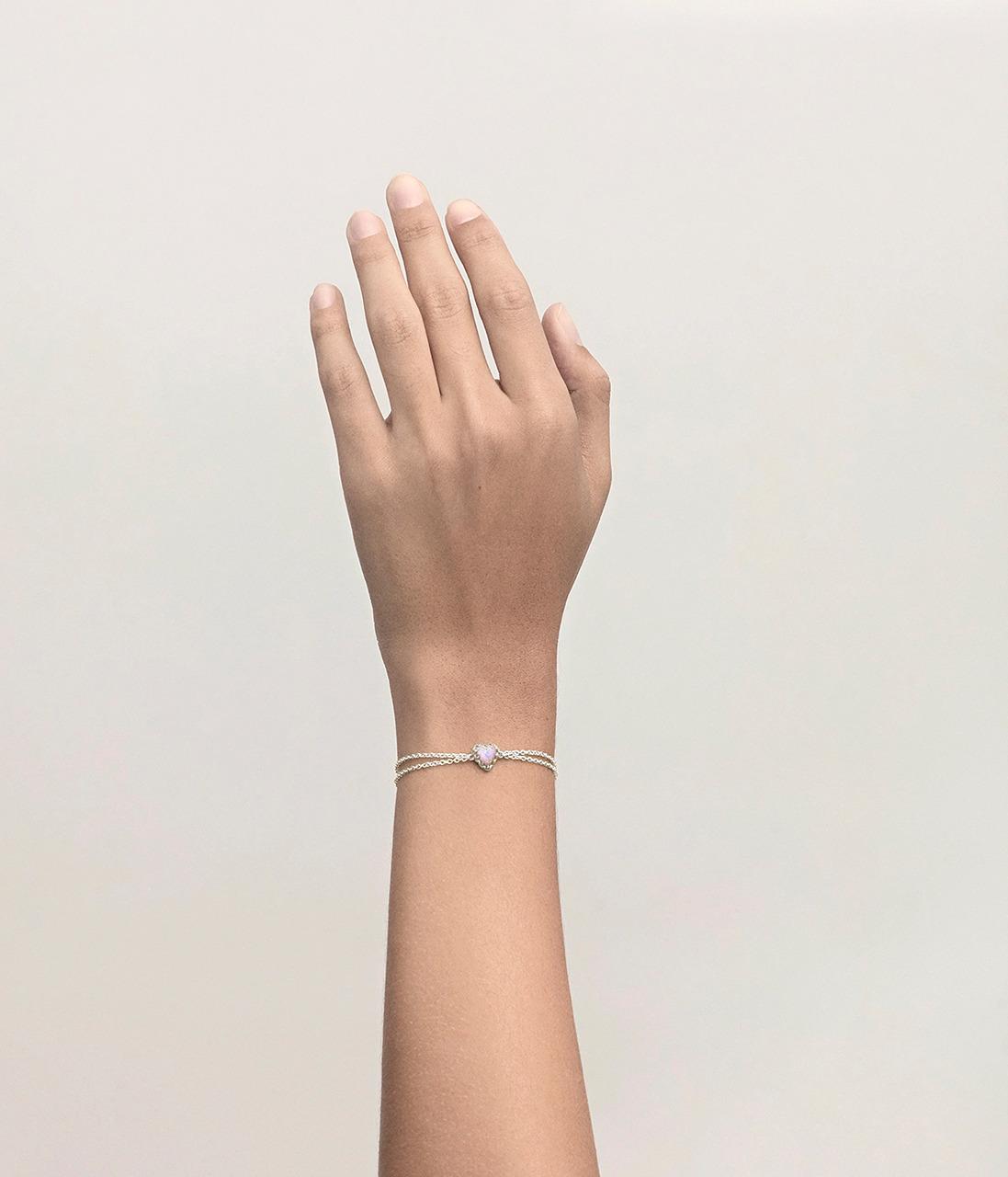 Stolen Girlfriends Club Sterling Silver Pink Bello Opal  Love Claw Bracelet