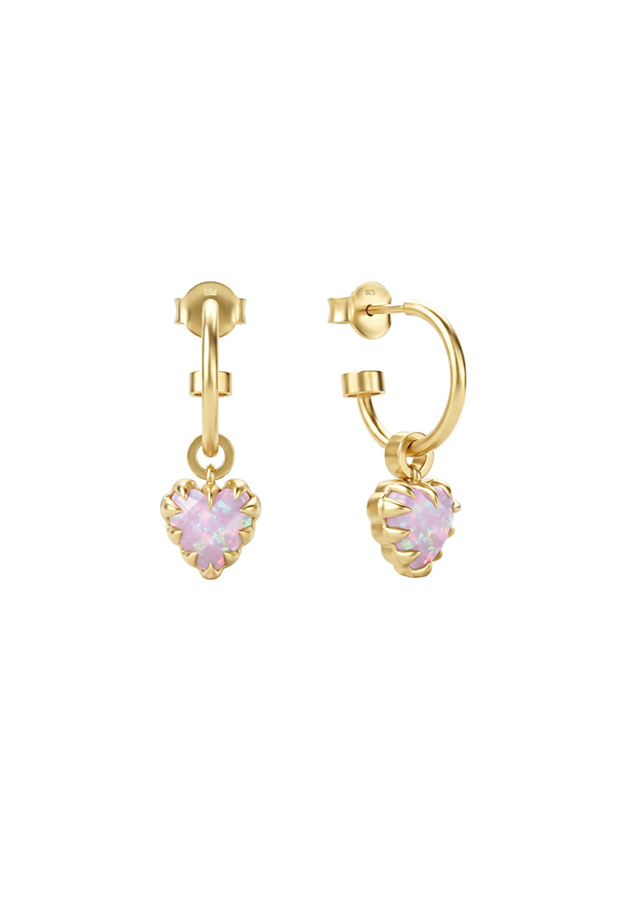 Stolen Girlfriends Club 18ct Yellow Gold Plated Pink Bello Opal Love Claw Anchor Earrings
