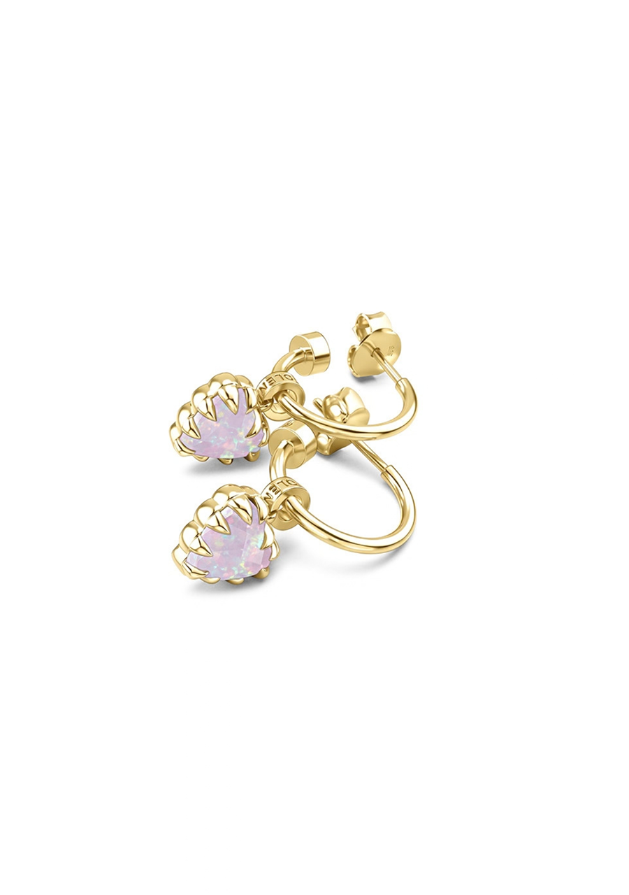 Stolen Girlfriends Club 18ct Yellow Gold Plated Pink Bello Opal Love Claw Anchor Earrings