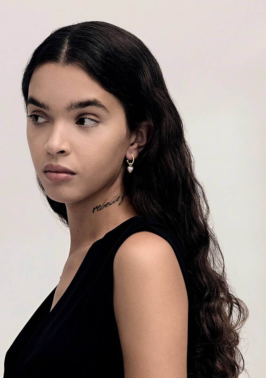 Stolen Girlfriends Club 18ct Yellow Gold Plated Pink Bello Opal Love Claw Anchor Earrings