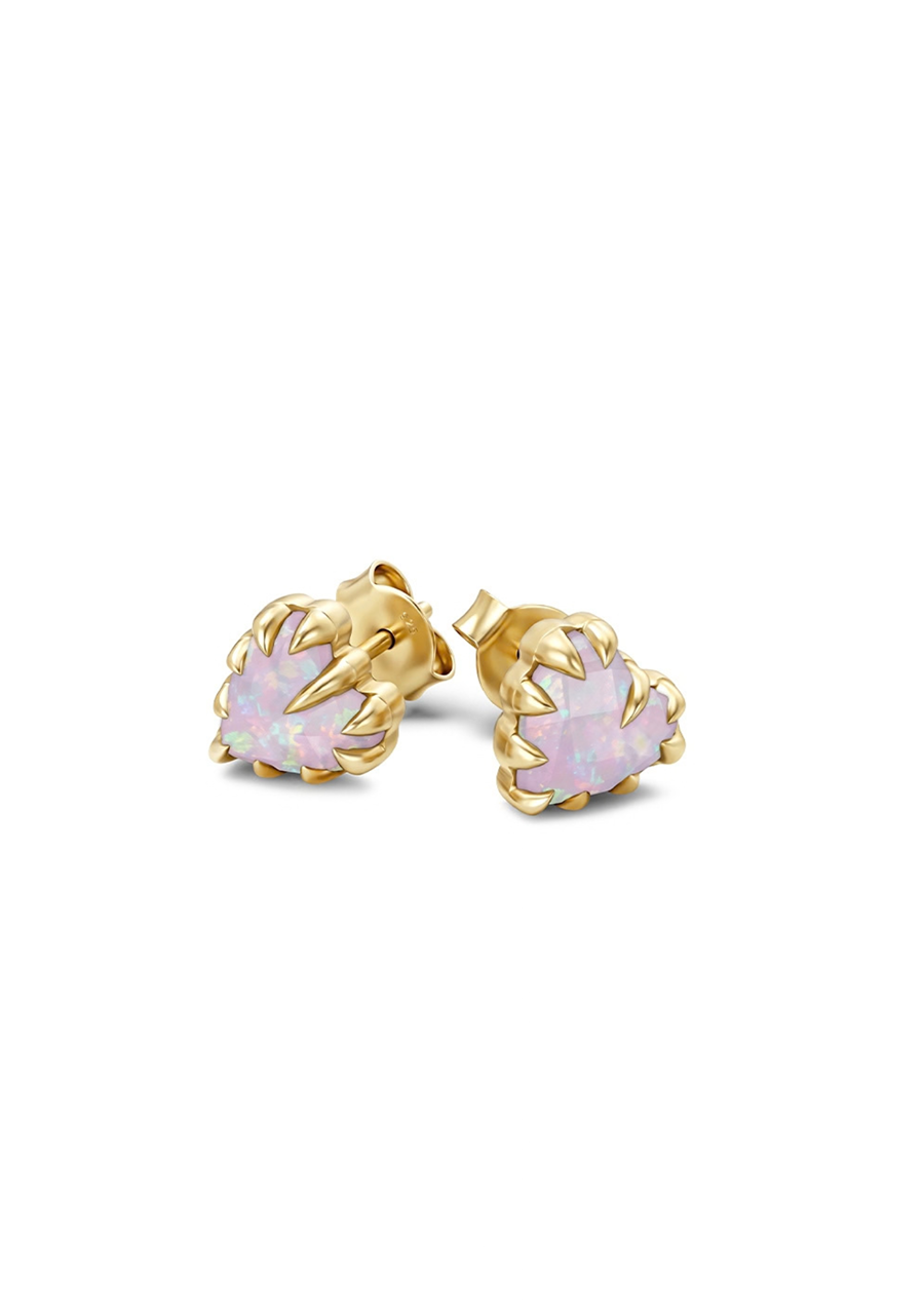 Stolen Girlfriends Club 18ct Yellow Gold Plated Pink Bello Opal Love Claw Earrings