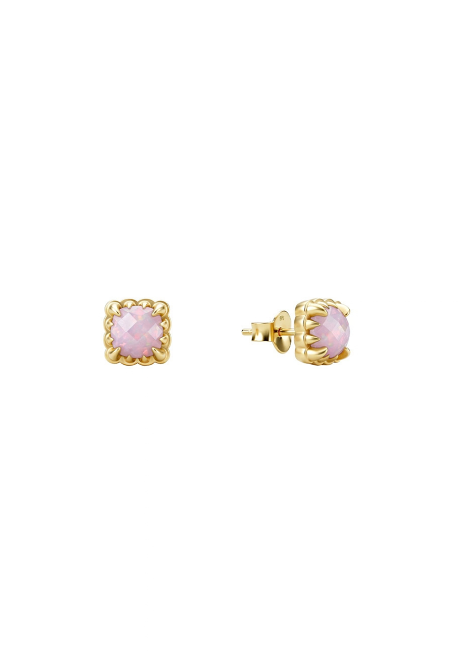 Stolen Girlfriends Club 18ct Yellow Gold Plated Pink Bello Opal Mini Claw Stud Earrings