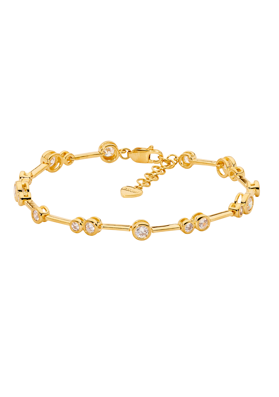 Ellani Yellow Gold Plated White Cubic Zirconia Bezel Set Bracelet