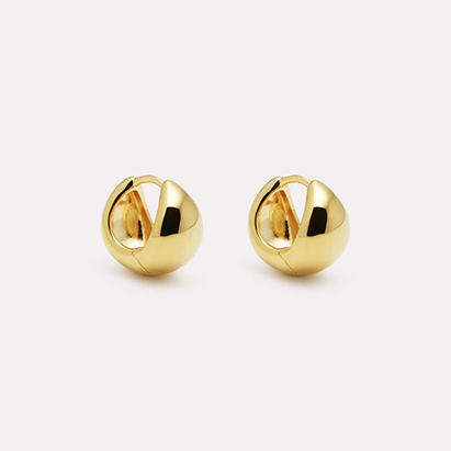 Najo Sterling Silver Gold Plated La Muse Huggie Earrings
