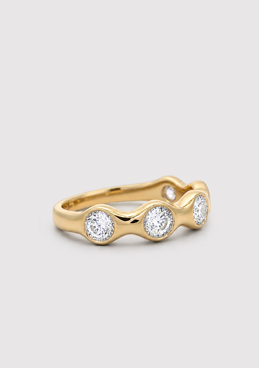 14ct Yellow Gold Five Stone Diamond Bezel Set Ring