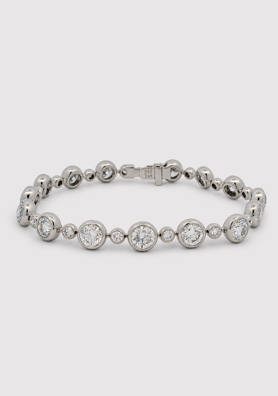 10ct White Gold Round Laboratory Grown Diamond Bezel Set Tennis Bracelet