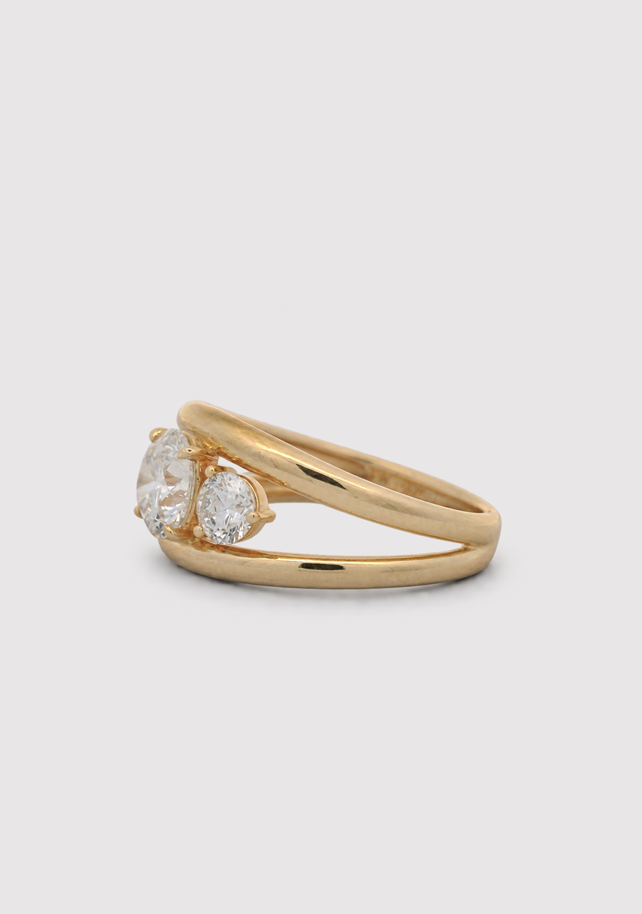 14ct Yellow Gold Laboratory Grown Diamond Split Band Trilogy Ring
