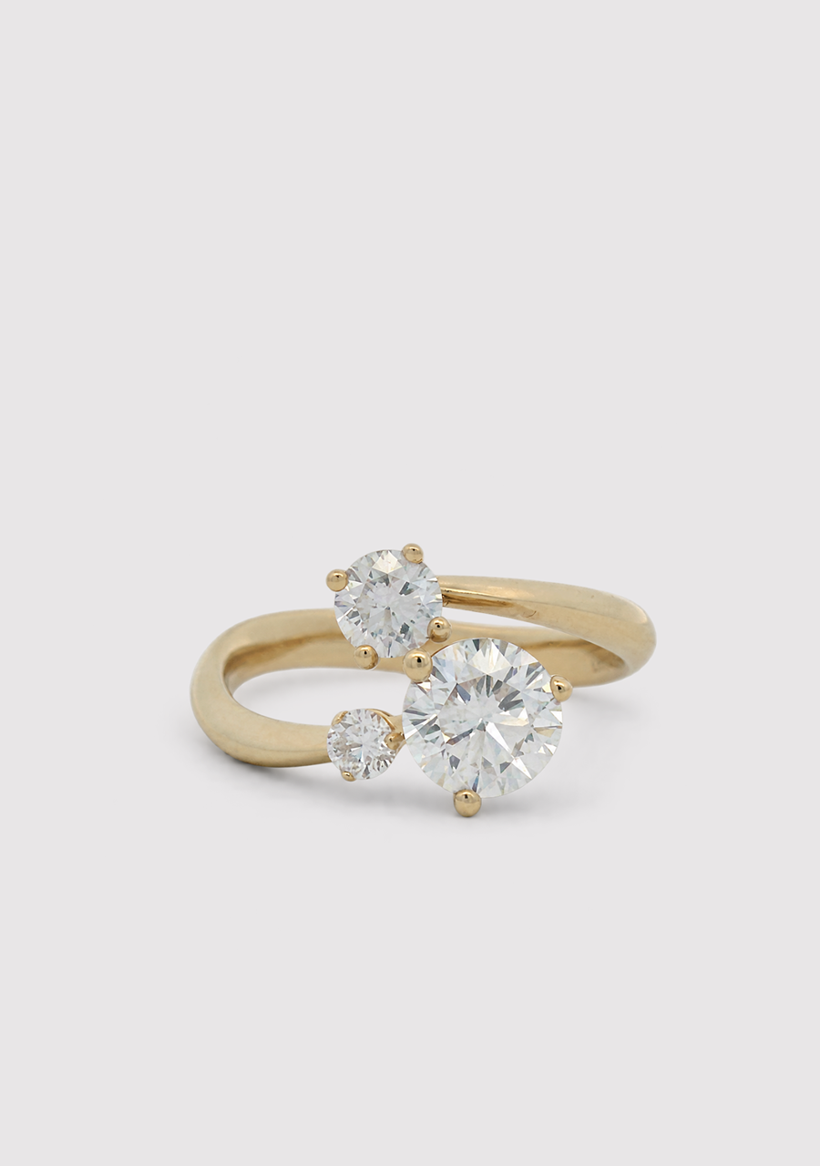 14ct Yellow Gold Laboratory Grown Diamond Trilogy Ring
