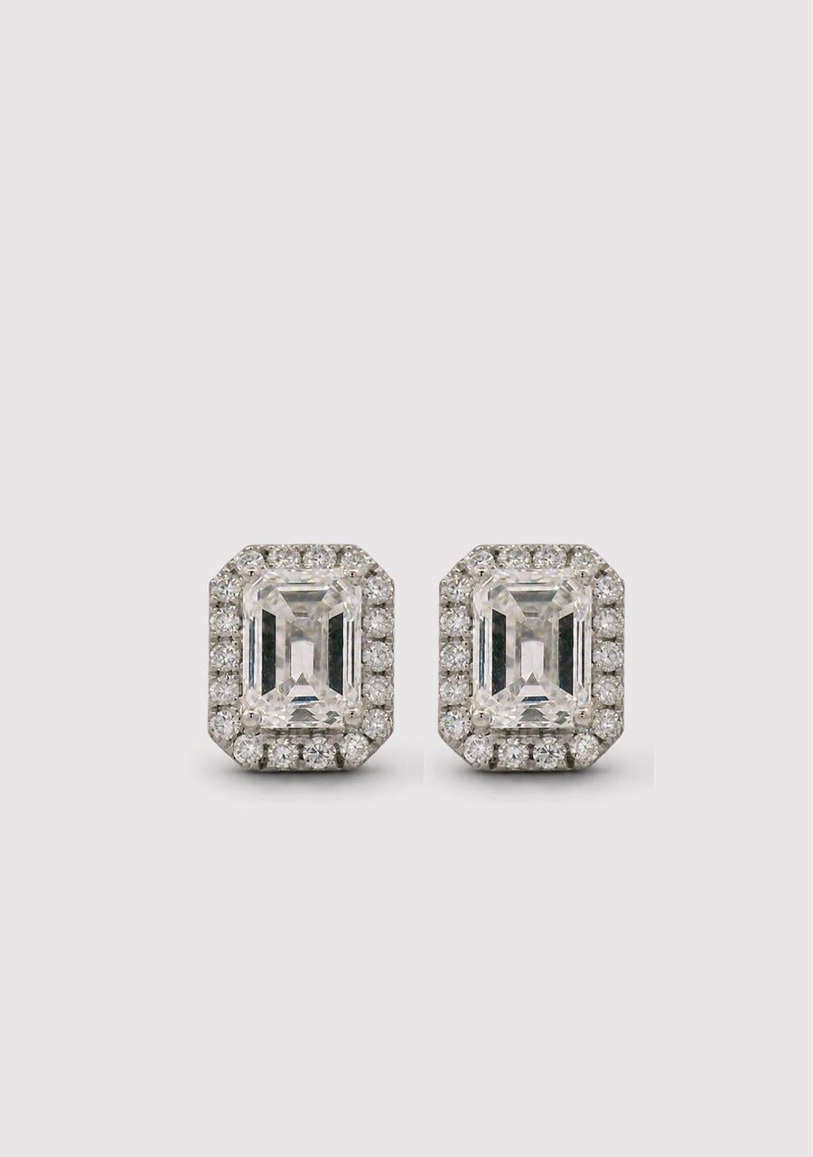 10ct White Gold Laboratory Grown Diamond Emerald Cut Stud Earrings