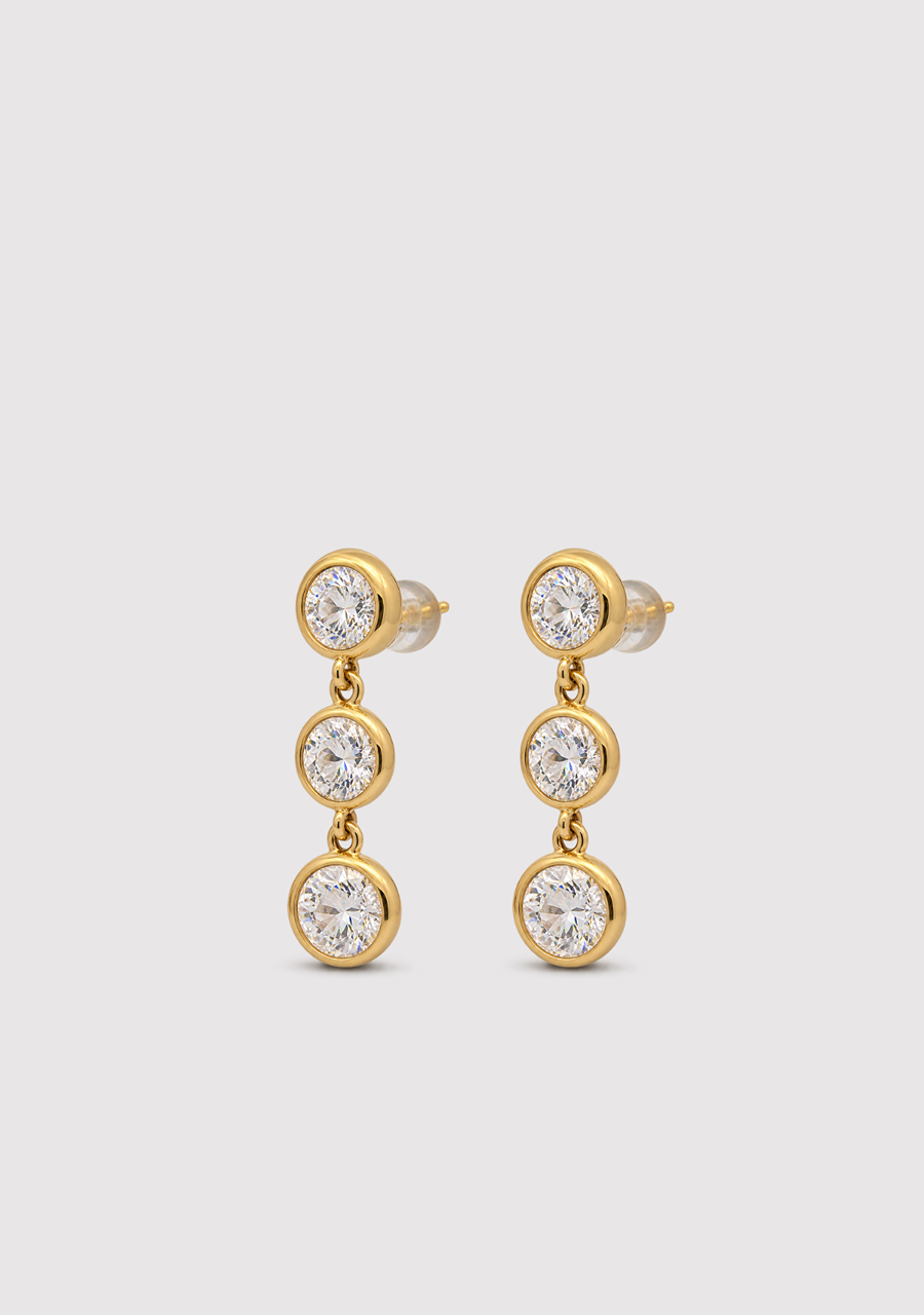 14ct Yellow Gold Laboratory Grown Diamond Round Drop Stud Earrings