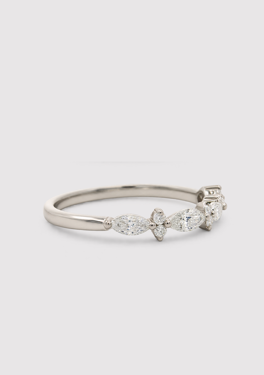 10ct White Gold Laboratory Grown Diamond Marquise & Round Ring