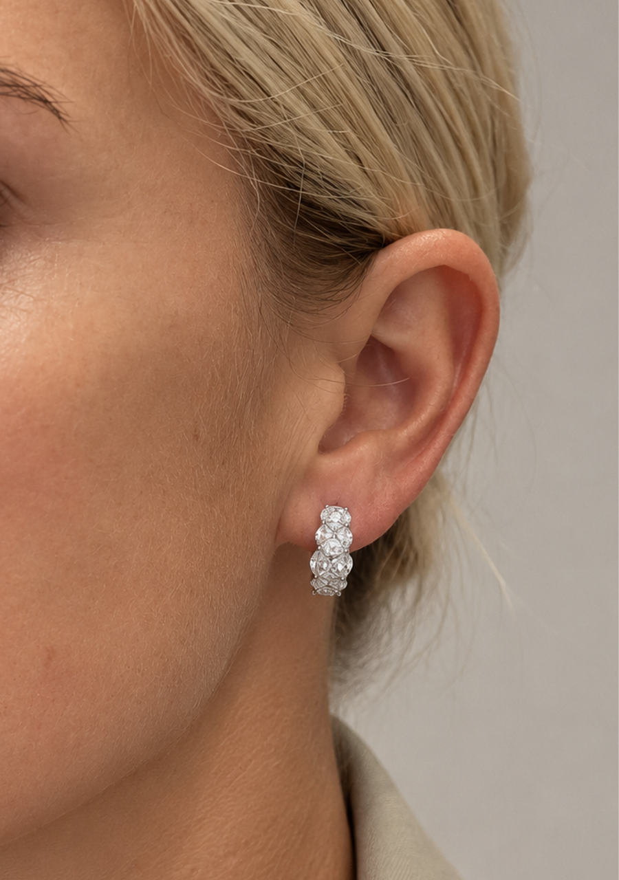 10ct White Gold Laboratory Grown Diamond Round Hoop Earrings