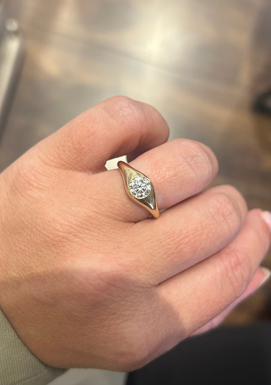 14ct Yellow Gold Laboratory Grown Diamond Round Bezel Set Ring