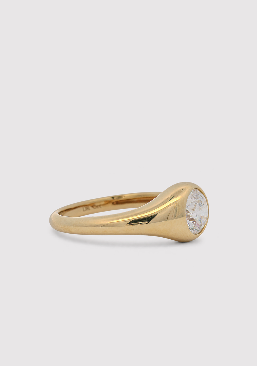 14ct Yellow Gold Laboratory Grown Diamond Round Bezel Set Ring