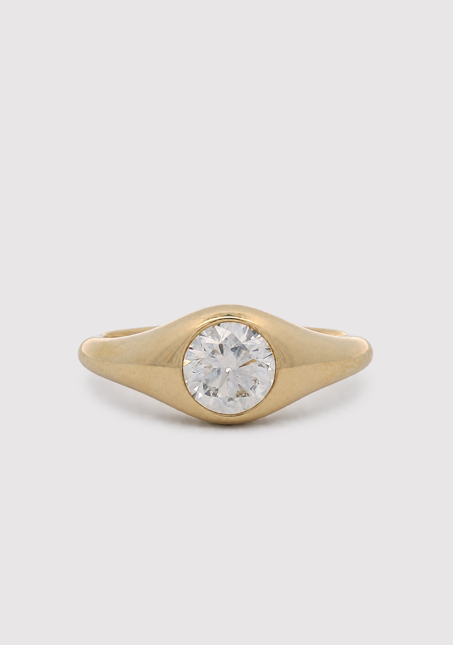 14ct Yellow Gold Laboratory Grown Diamond Round Bezel Set Ring