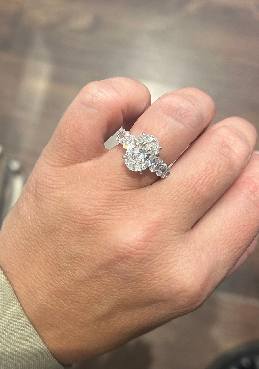 Platinum Laboratory Grown Oval Diamond Seven Stone Ring
