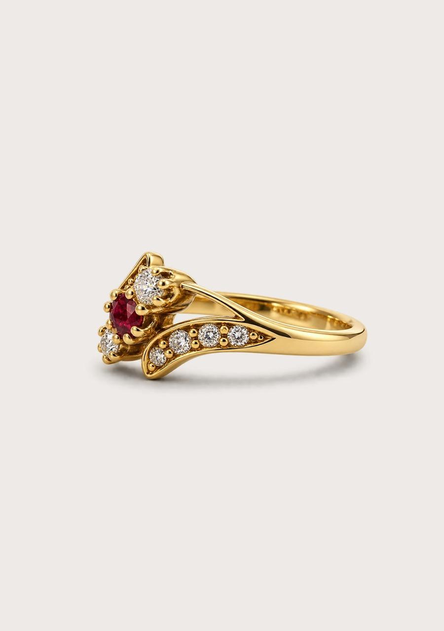 Estate 18ct Yellow Gold Ruby & Diamond Ring