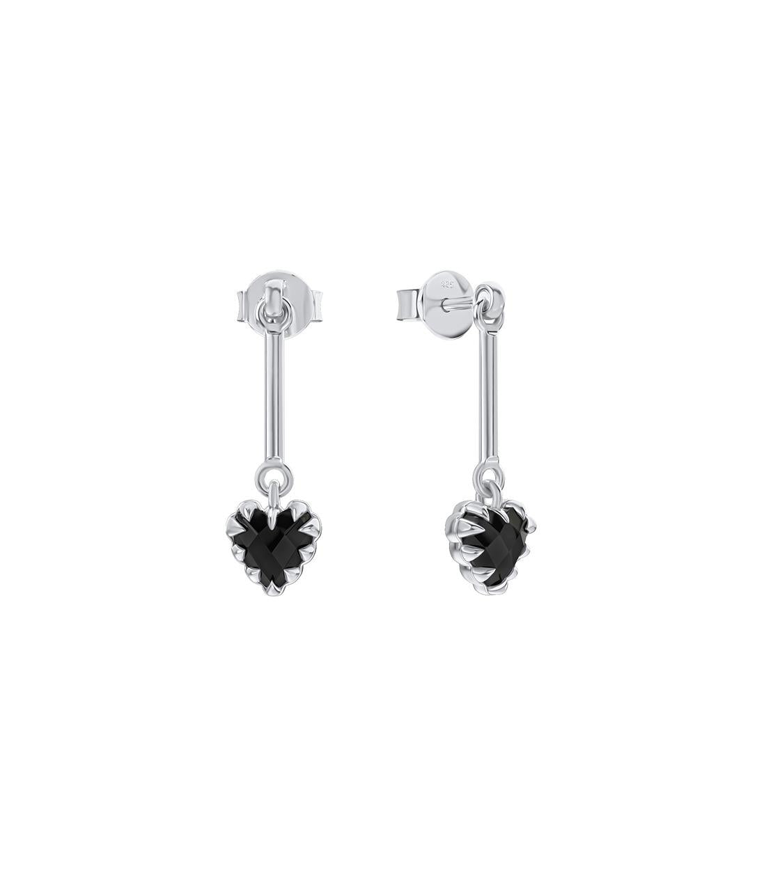 Stolen Girlfriends Club Sterling Silver Love Claw Bar Onyx Earrings