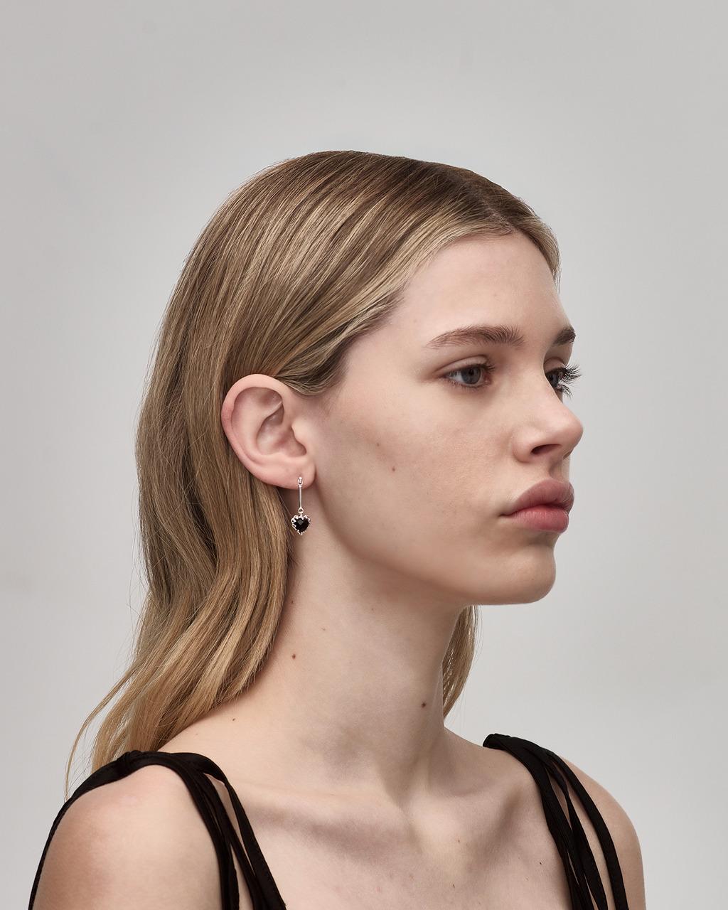 Stolen Girlfriends Club Sterling Silver Love Claw Bar Onyx Earrings